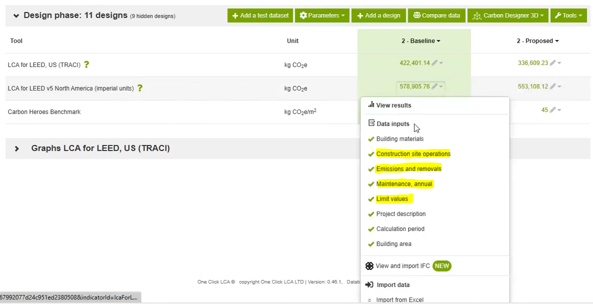 Figure 4) New Data Inputs on the LEED v5 Tool
