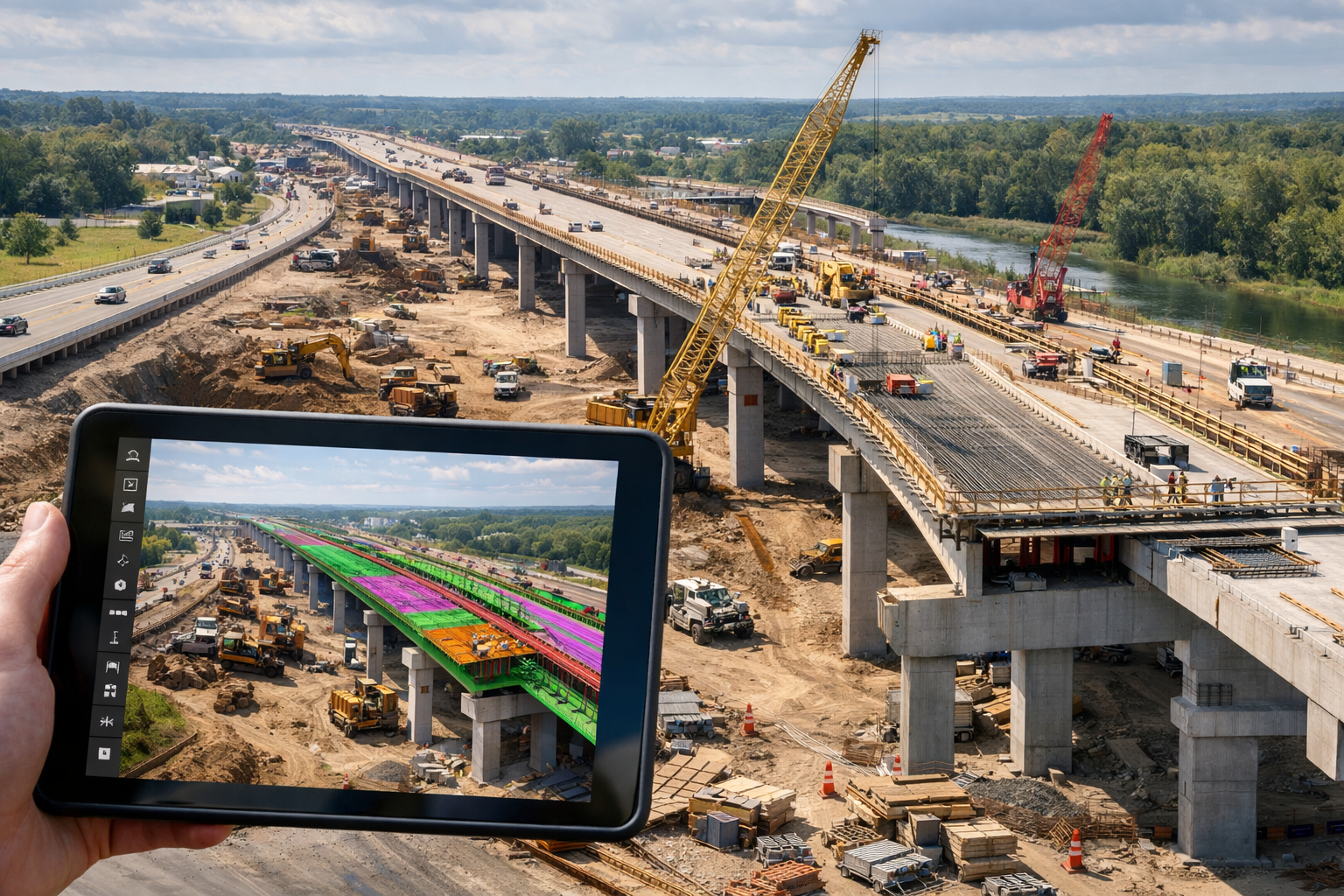 Fig 3. Construction site with 3D BIM model