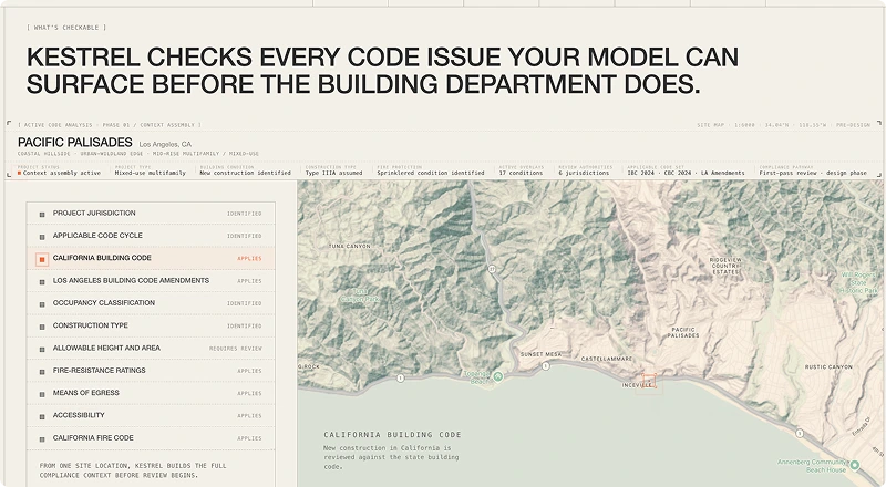 Kestrel assembles project context and applicable codes before running compliance checks.